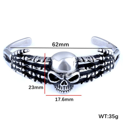Death Grip Skull Bangle – Solid 316L Stainless Steel Viking Bracelet