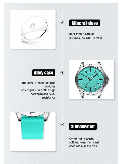Sleek Sport Quartz Watch with Silicone Band