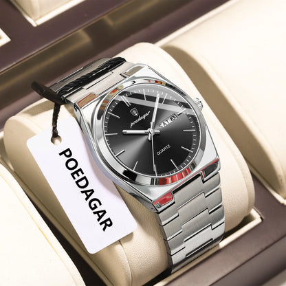 POEDAGAR Luminous, Waterproof Luxury Men's Quartz Wristwatch Day/Date
