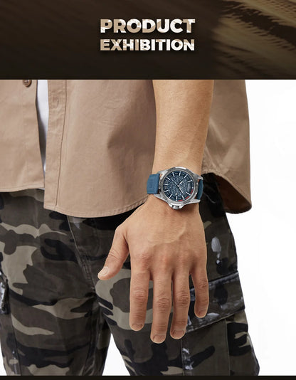 Waterproof Sports Quartz Calendar Watches Leather Strap