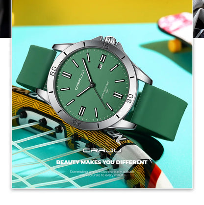 Sleek Sport Quartz Watch with Silicone Band