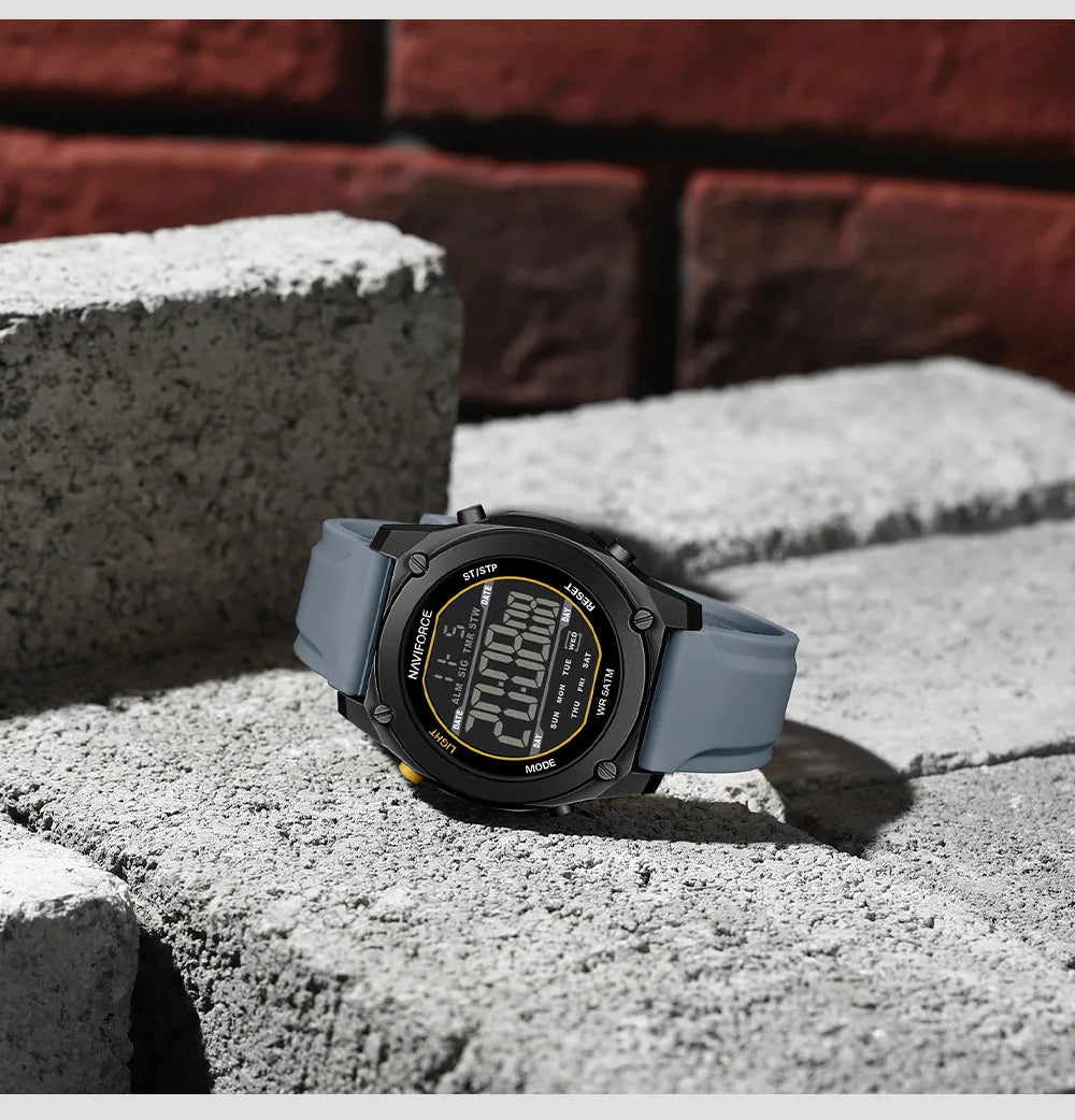 Men's Digital Sports Watch 50M Waterproof HD Electronic Screen with Alarm