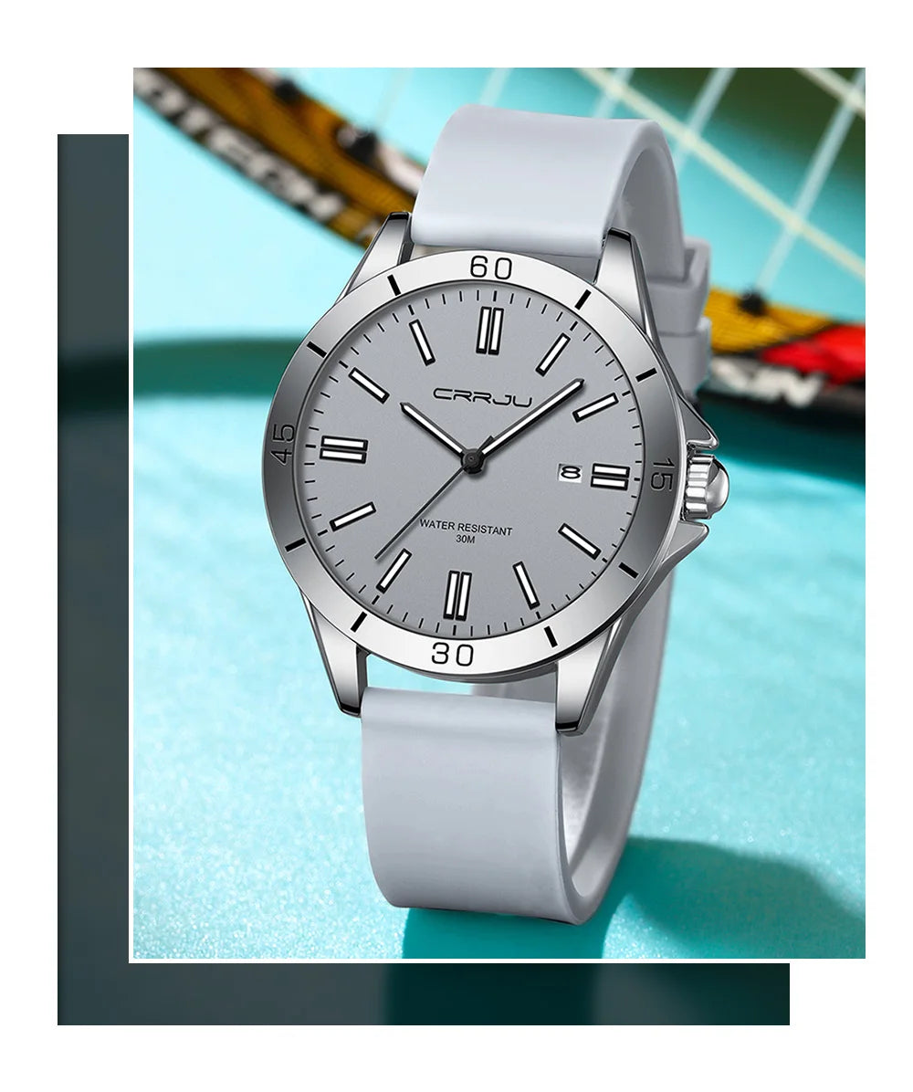 Sleek Sport Quartz Watch with Silicone Band