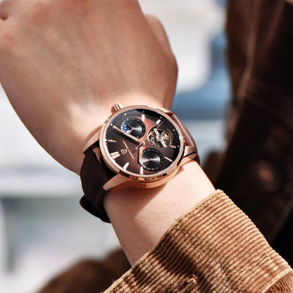 PAGANI DESIGN PD-YS021: Luxury Skeleton Automatic Watch – 100M Waterproof, Sapphire Crystal