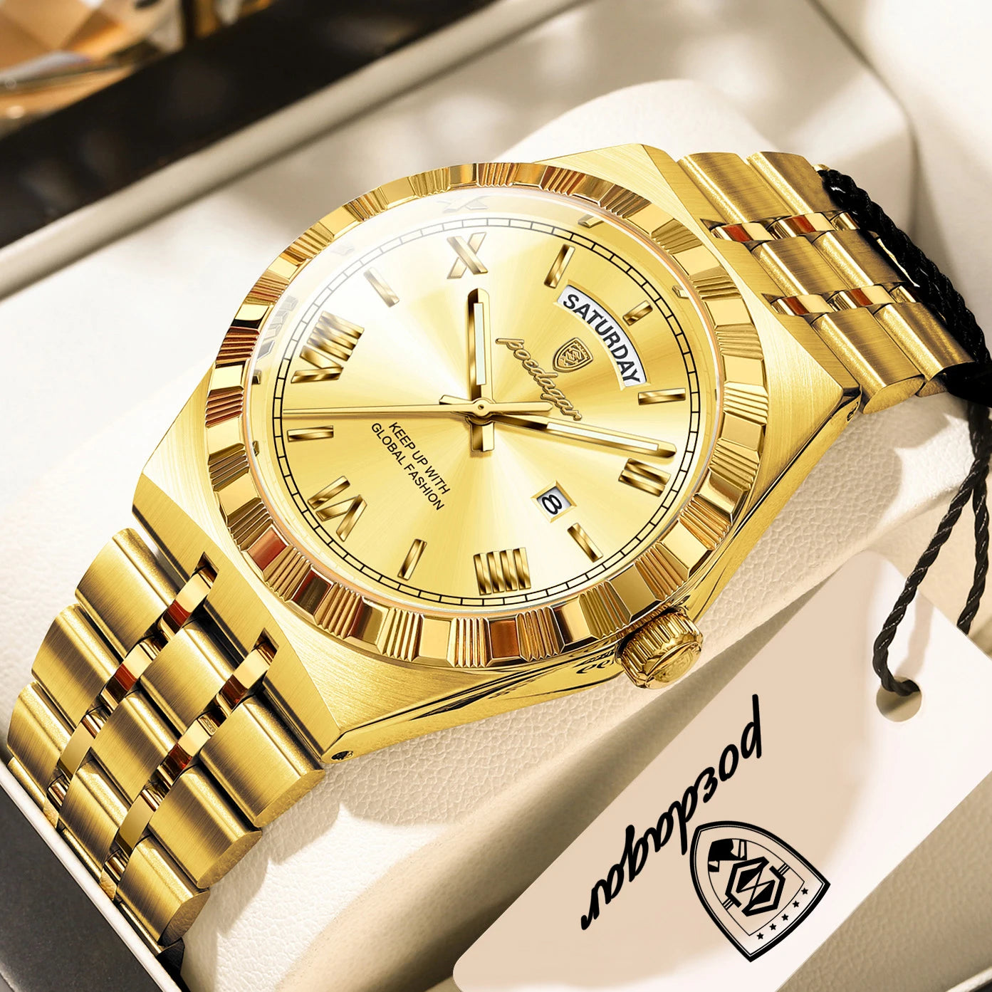 Classic Men's Day-Date Stainless Steel Quartz Watch