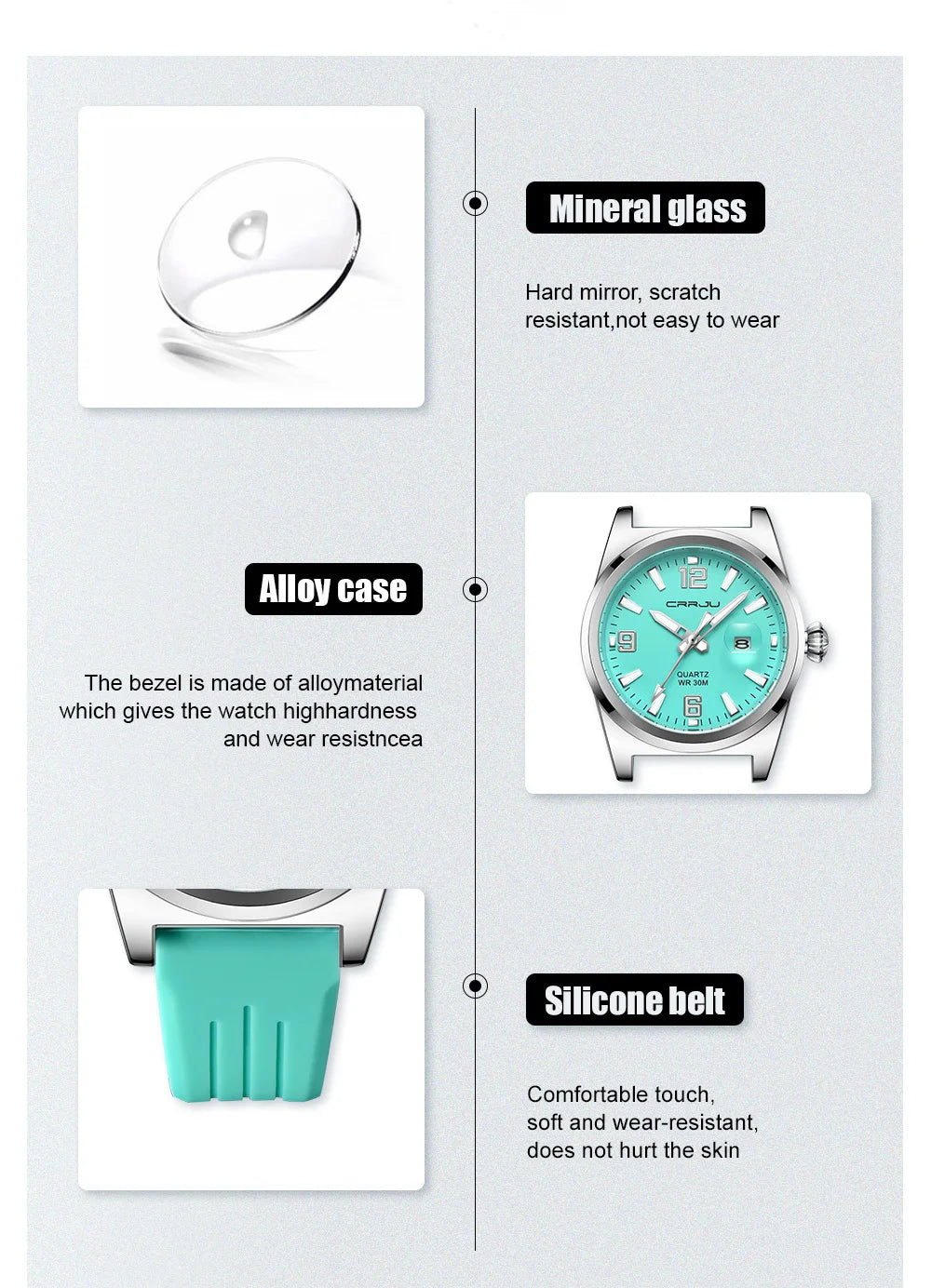 Luminous Sport Quartz Watch with Silicone Strap