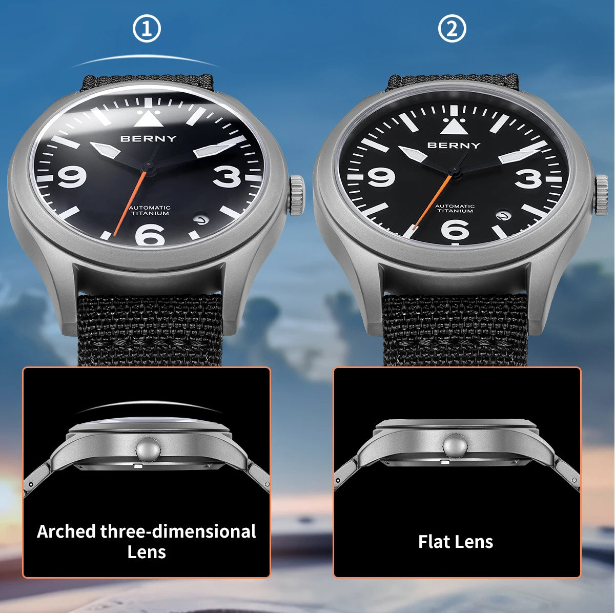 BERNY Titanium Automatic Field Watch – Mechanical Military Wristwatch with Sapphire Crystal