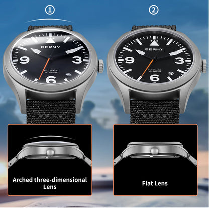 BERNY Titanium Automatic Field Watch – Mechanical Military Wristwatch with Sapphire Crystal