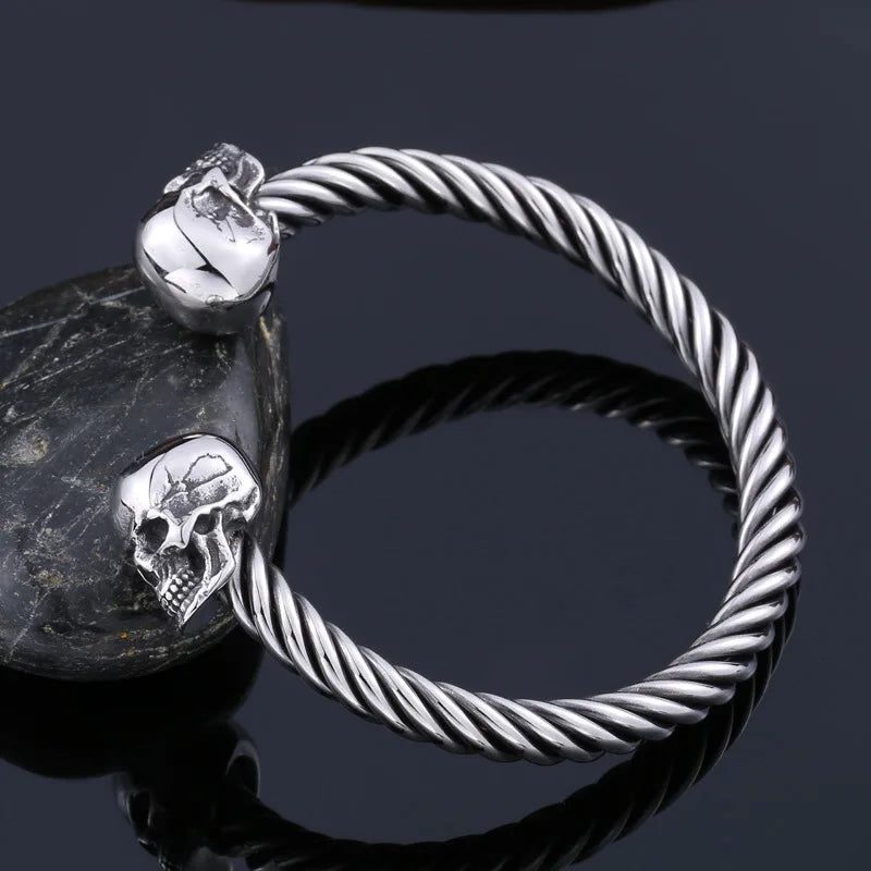 Death Grip Skull Bangle – Solid 316L Stainless Steel Viking Bracelet