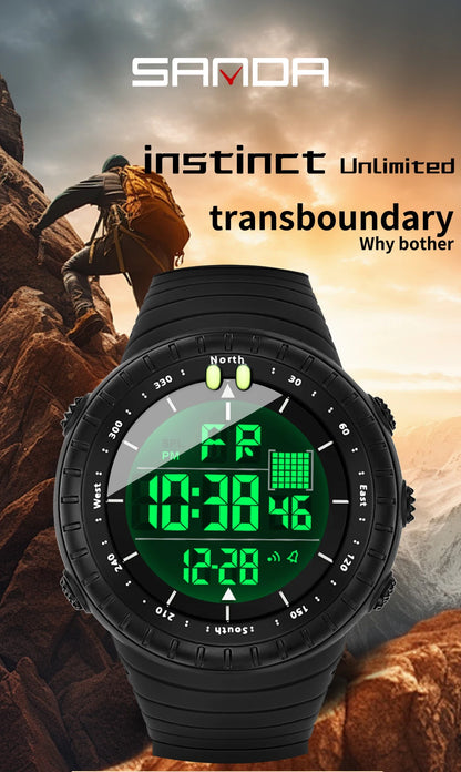 New Sports Electronic Watch LED Alarm Clock Multi functional Night Light & Waterproof