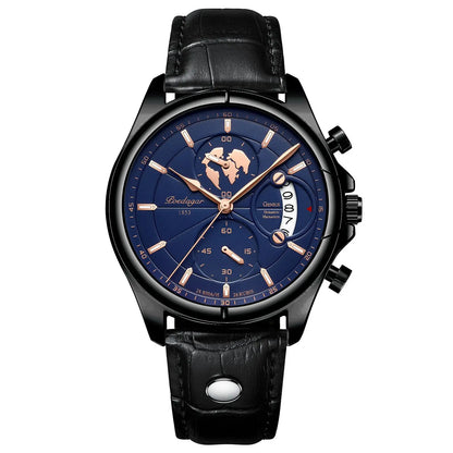 Luxury Men's Business Leather Quartz Watch – Waterproof with Chronograph and Date