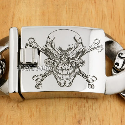 Mens Heavy Pirate Skull Bracelet - 316L Stainless Steel