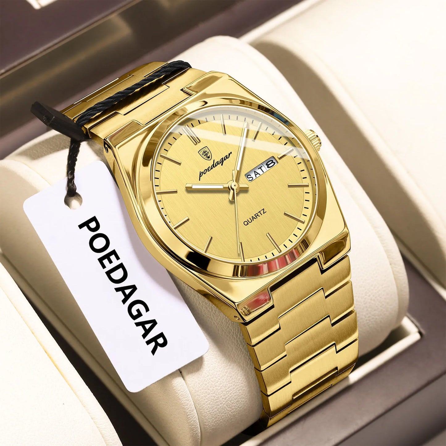 POEDAGAR Luminous, Waterproof Luxury Men's Quartz Wristwatch Day/Date