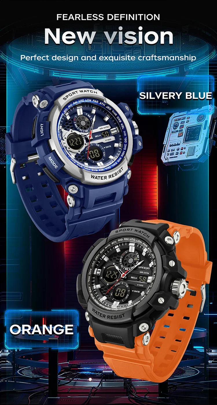 Sport Digital Watch Dual Display with Snooze & Alarm