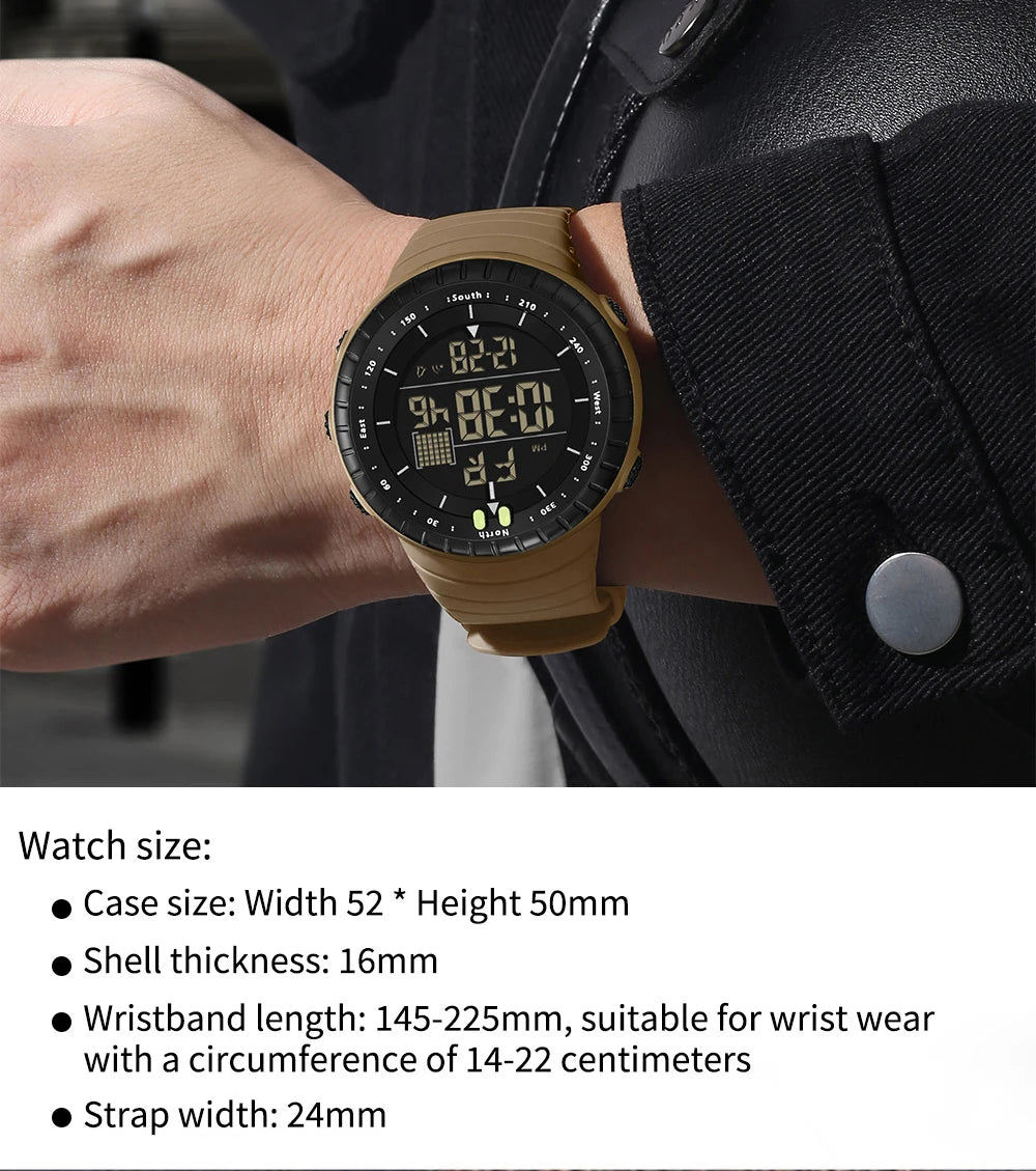 New Sports Electronic Watch LED Alarm Clock Multi functional Night Light & Waterproof