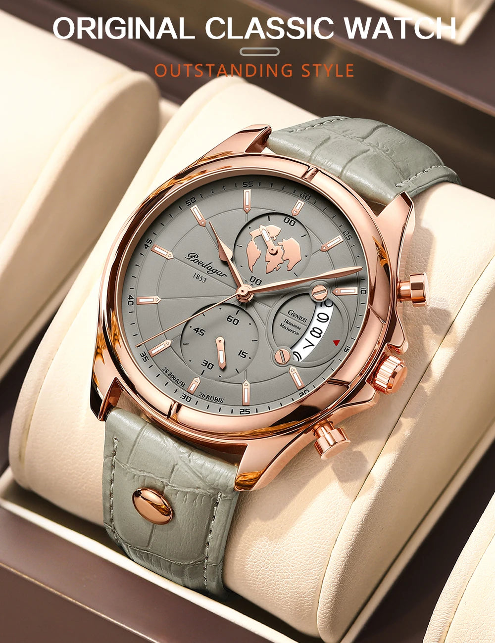 Luxury Men's Business Leather Quartz Watch – Waterproof with Chronograph and Date
