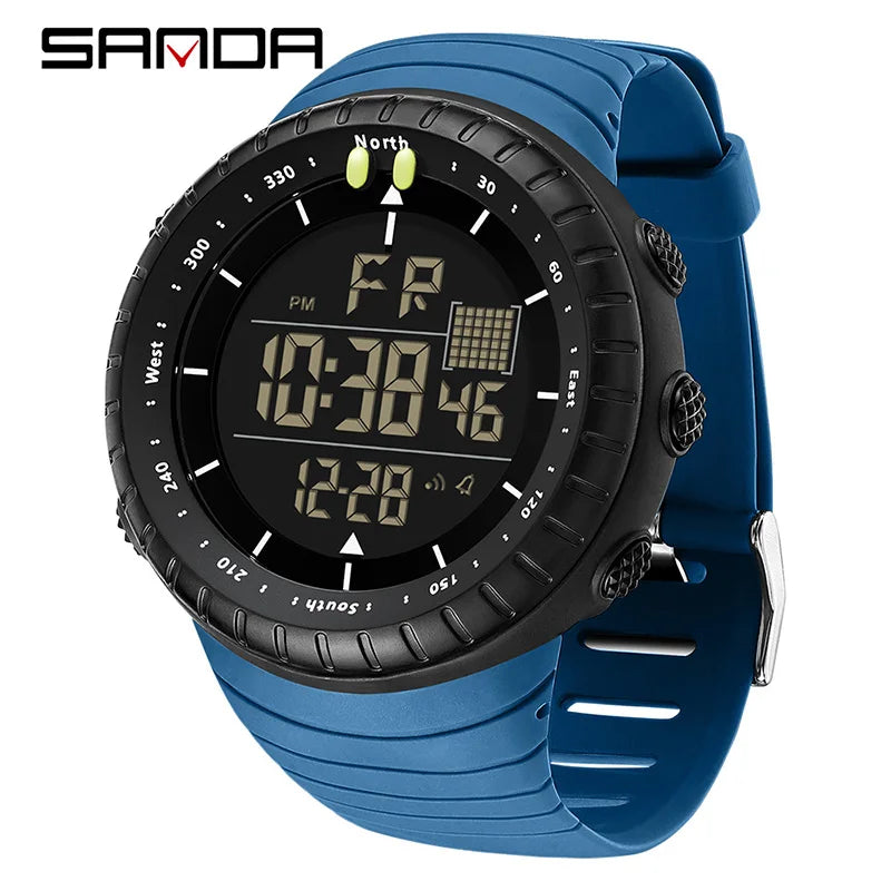 New Sports Electronic Watch LED Alarm Clock Multi functional Night Light & Waterproof