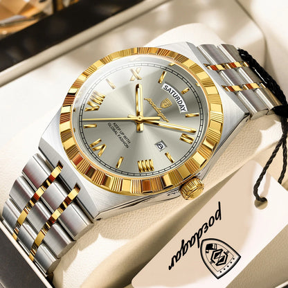 Classic Men's Day-Date Stainless Steel Quartz Watch