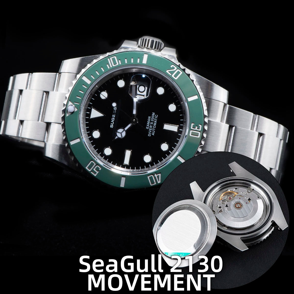 Sugess Ocean Star SU126610LV Automatic Diver – Ceramic Green Bezel 40mm Luxury Sports Watch