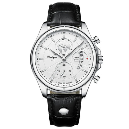 Luxury Men's Business Leather Quartz Watch – Waterproof with Chronograph and Date