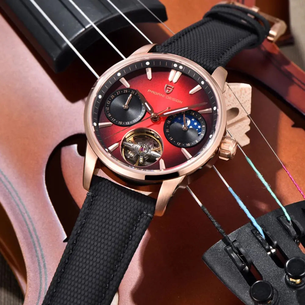 PAGANI DESIGN PD-YS021: Luxury Skeleton Automatic Watch – 100M Waterproof, Sapphire Crystal