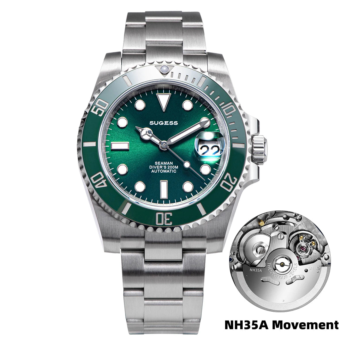 Sugess Ocean Star SU126610LV Automatic Diver – Ceramic Green Bezel 40mm Luxury Sports Watch