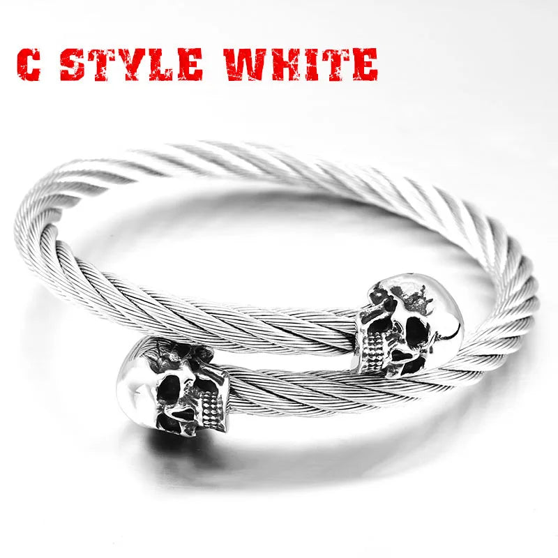 Death Grip Skull Bangle – Solid 316L Stainless Steel Viking Bracelet