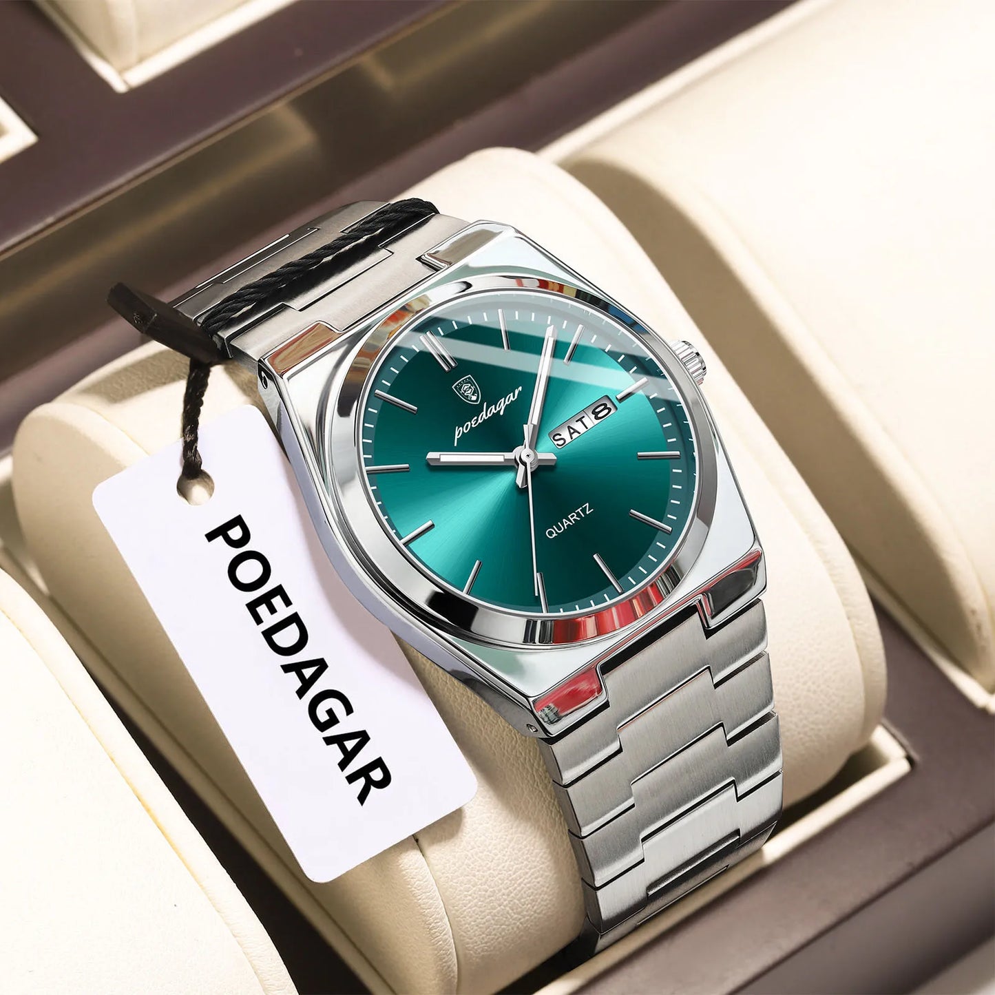 POEDAGAR Luminous, Waterproof Luxury Men's Quartz Wristwatch Day/Date