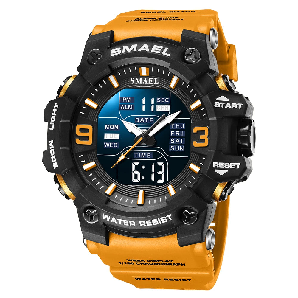 Sports LED Watch  with Light, Alarm Clock, Dual Time Display - Waterproof