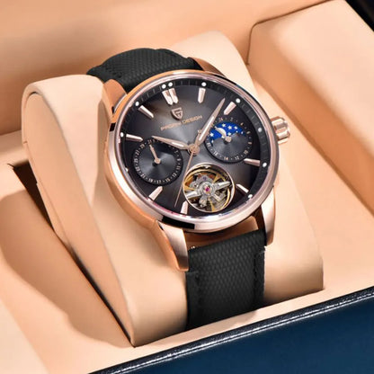 PAGANI DESIGN PD-YS021: Luxury Skeleton Automatic Watch – 100M Waterproof, Sapphire Crystal