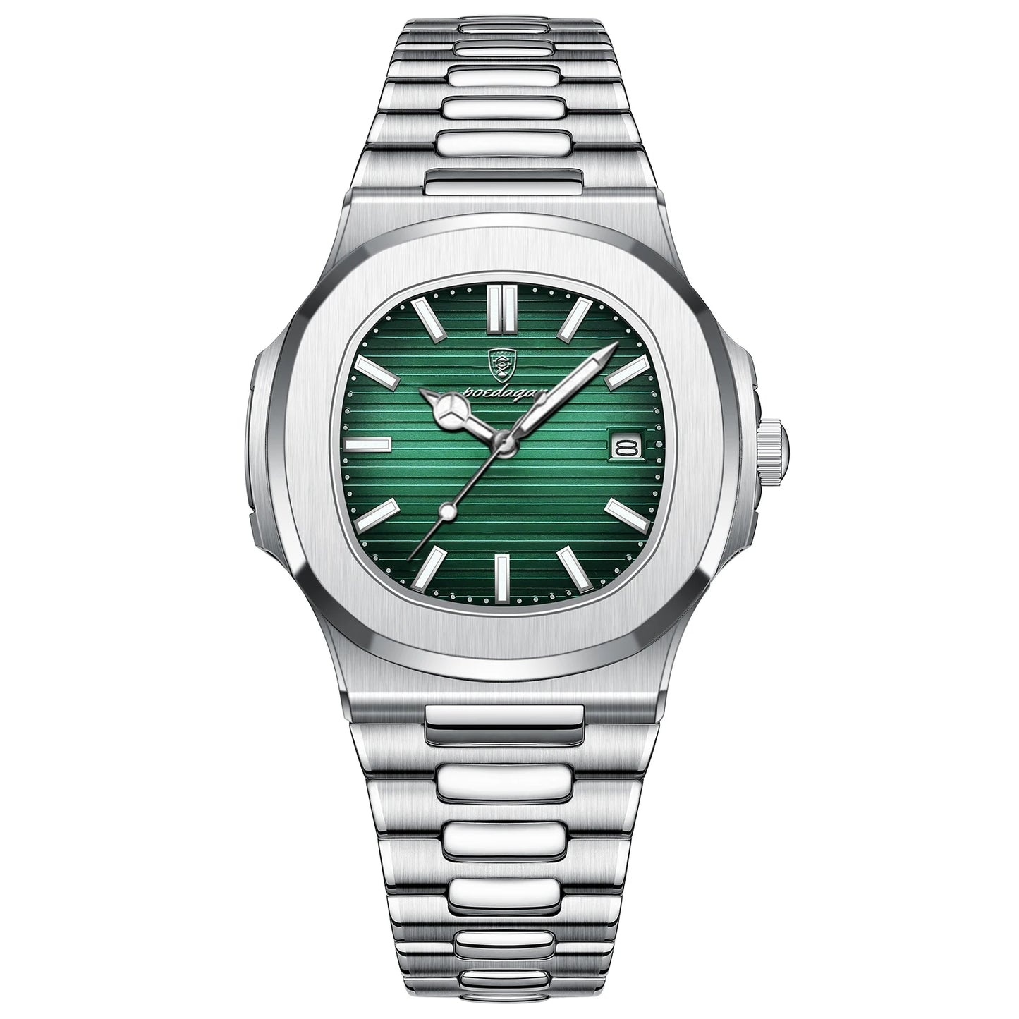 POEDAGAR Luxury Square Quartz Men's Watch - Waterproof Stainless Steel Dress Timepiece