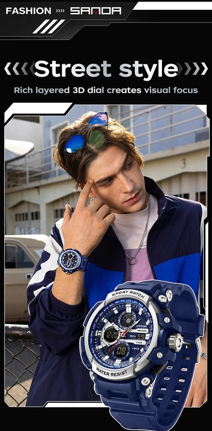 Sport Digital Watch Dual Display with Snooze & Alarm