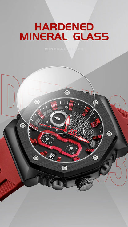 Fashion Sports Watch 30m Waterproof Quartz Movement Luminous Silicone Strap