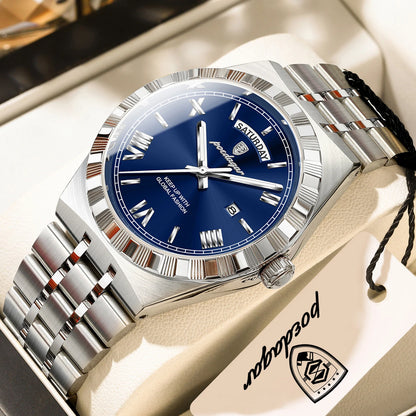 Classic Men's Day-Date Stainless Steel Quartz Watch