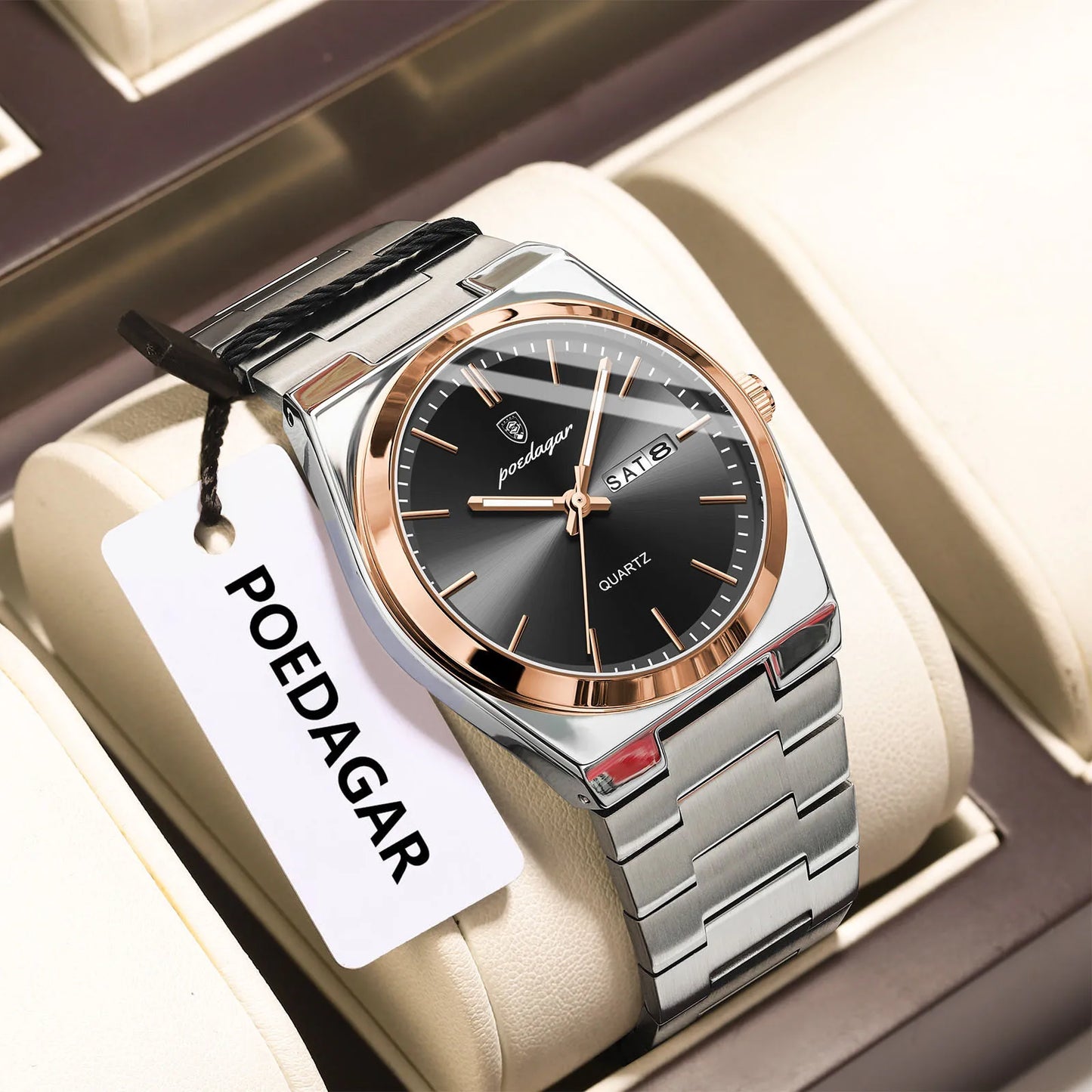 POEDAGAR Luminous, Waterproof Luxury Men's Quartz Wristwatch Day/Date