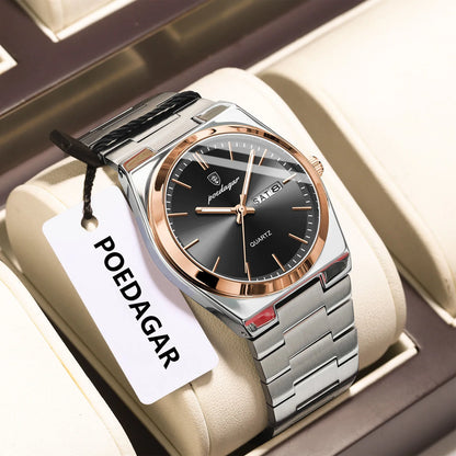 POEDAGAR Luminous, Waterproof Luxury Men's Quartz Wristwatch Day/Date