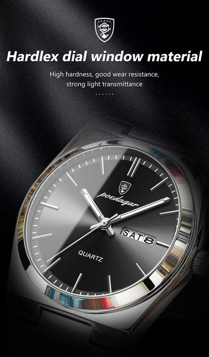 POEDAGAR Luminous, Waterproof Luxury Men's Quartz Wristwatch Day/Date