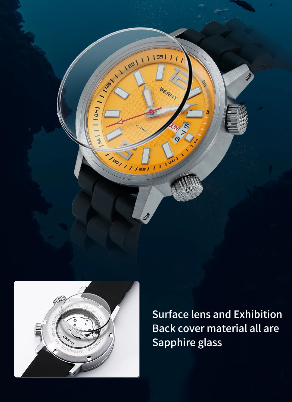 BERNY 20ATM Professional Diver Automatic – Miyota 8205 (Model AM7081M)