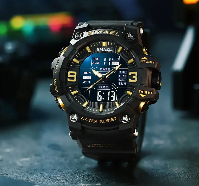 Sports LED Watch  with Light, Alarm Clock, Dual Time Display - Waterproof