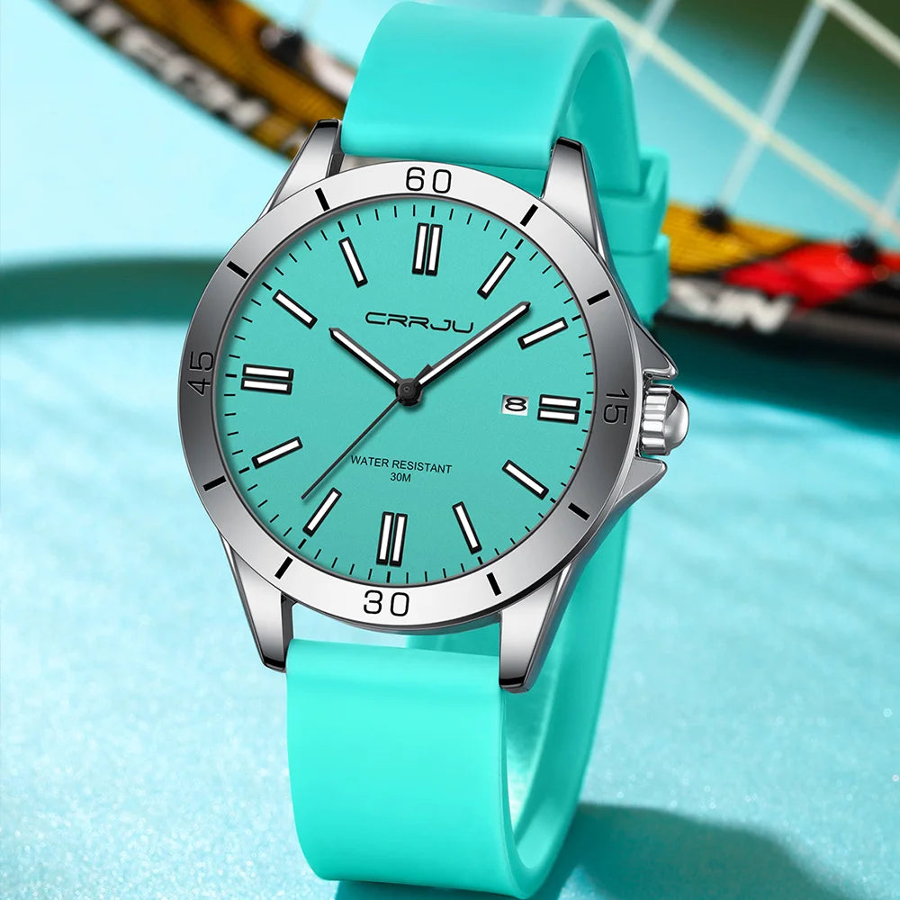 Sleek Sport Quartz Watch with Silicone Band