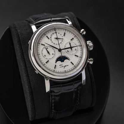Sugess MoonPhase Master – Mechanical Chronograph with Genuine Moon Phase, Seagull ST1908 Movement & Sapphire Crystal