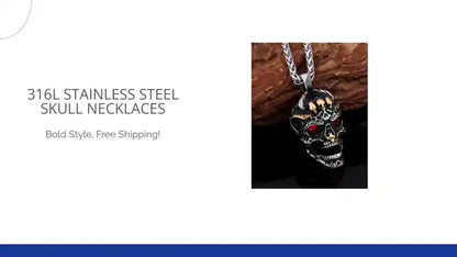 316L Stainless Steel Skull Necklaces by@Outfy