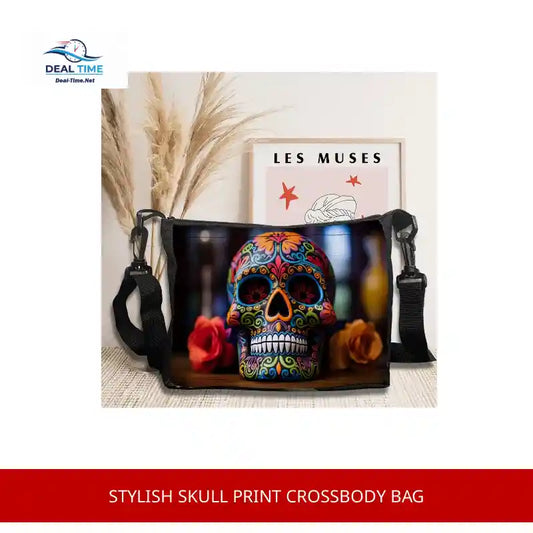 Stylish Skull Print Crossbody Bag by@Outfy