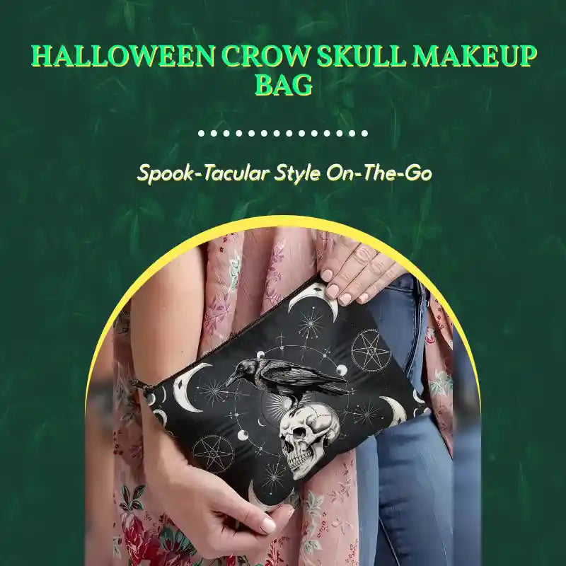 Halloween Crow Skull Makeup Bag by@Outfy