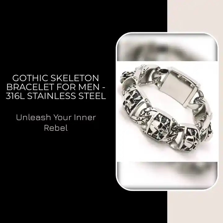 Gothic Skeleton Bracelet for Men - 316L Stainless Steel by@Outfy