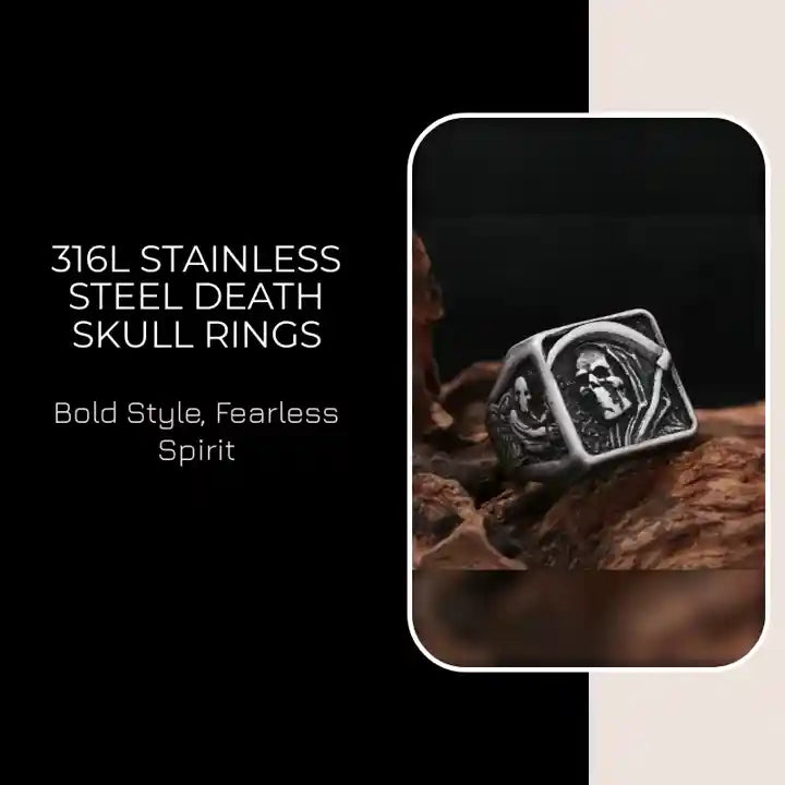 316L Stainless Steel Death Skull Rings by@Outfy