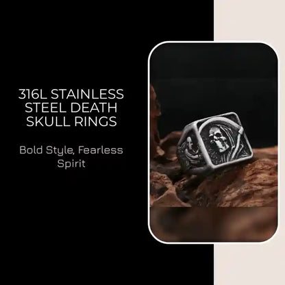 316L Stainless Steel Death Skull Rings by@Outfy