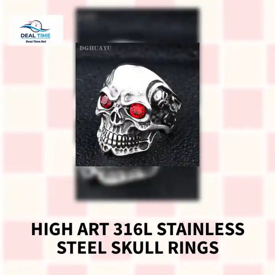 High Art 316L Stainless Steel Skull Rings by@Outfy
