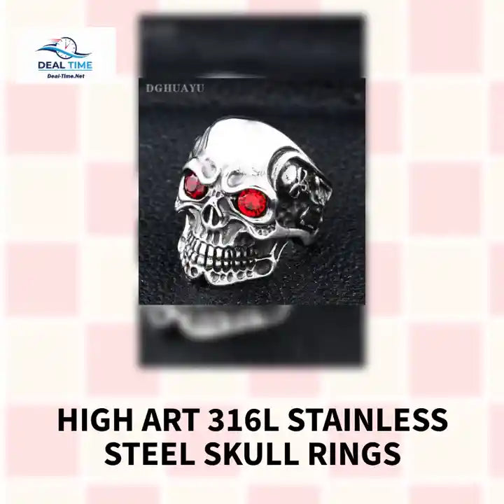 High Art 316L Stainless Steel Skull Rings by@Outfy