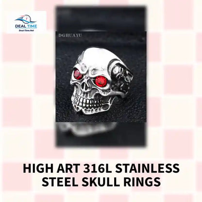 High Art 316L Stainless Steel Skull Rings by@Outfy